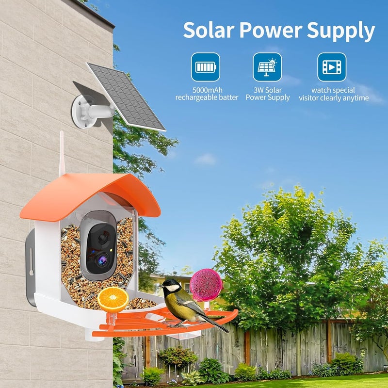 Gyozol Bird Feeder with Camera,Smart Bird Feeder Camera with Solar Powered,AI Identify Species,Birds Watching,Auto Record FHD 2K Feathered Visitor Video in Backyard,Ideal Gifts for Birds Lovers - Image 2